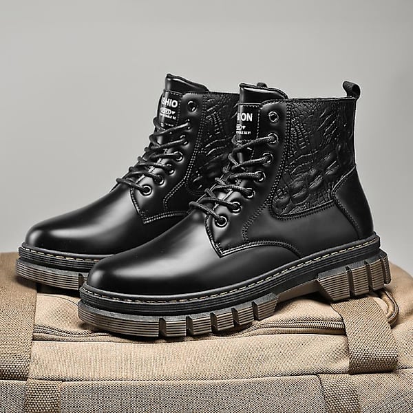Herr Martin Boot Kvinnor Korta Kängor Med Snörning Chunky Låg Klack Mid-Calf Boots 2Kf8115 Black 41