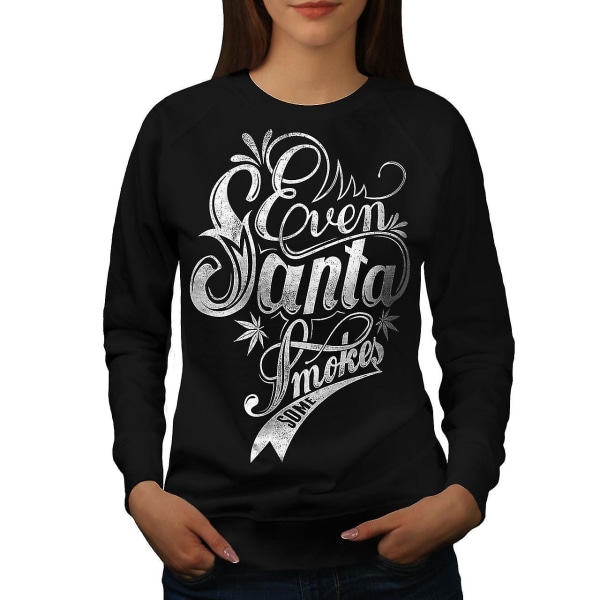 Even Santa Smokes Rasta Women Blacksweatshirt XL