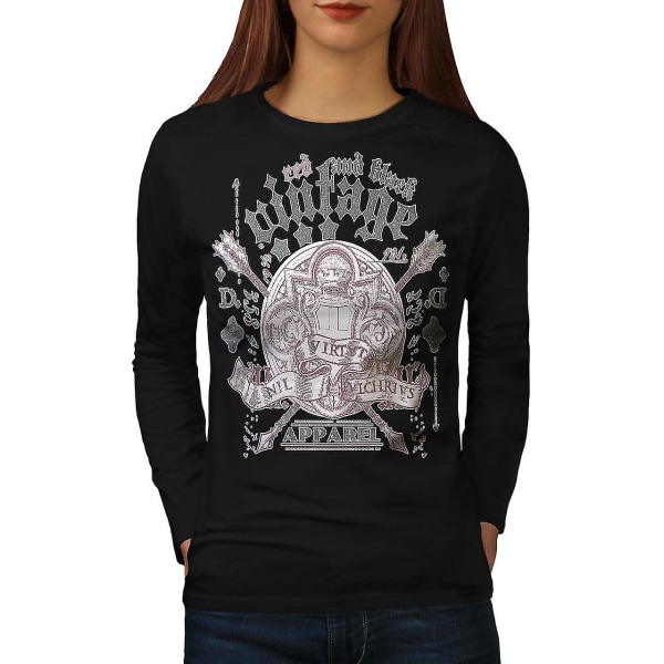 Guitar Play Music Kvinnor Blacklong Sleeve T-shirt | Wellcoda XL