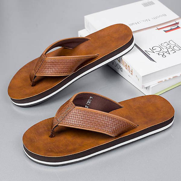 Herrflip-flops stringtrosor Sandaler Komforttofflor för stranden 3C5529 Brown 41