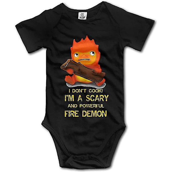 Sammoi Studio Ghibli Howl's Moving Castle Calcifer Baby Jumpsuit Romper Klätterkläder Svart 3XL