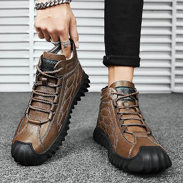 Herr vinter snösneakers Vattentåliga skor Anti-halk casual i bomull 2009 Brown 41