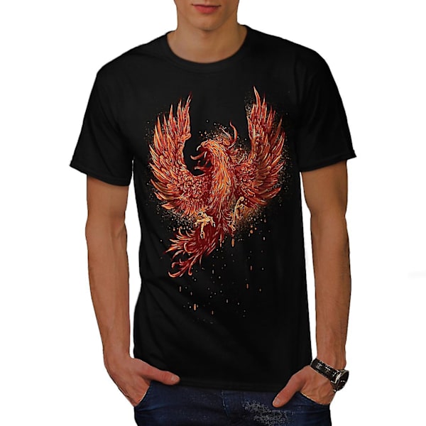 Mythical Fire Bird Men Blackt-shirt | Wellcoda L