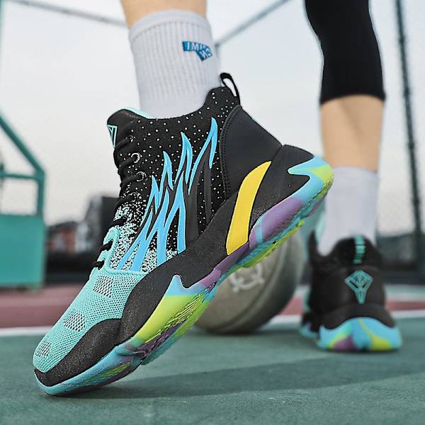 Basketskor för män Mode Halkfria sneakers Andas sportskor W27 BlackBlue 44
