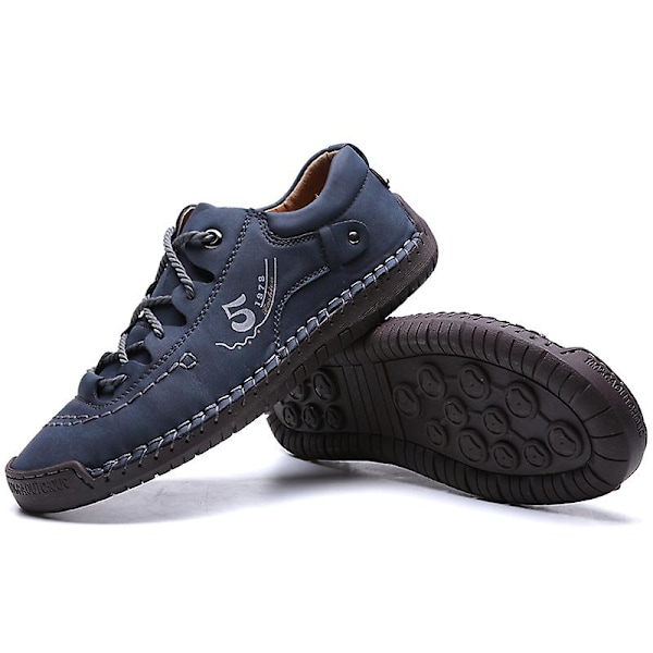 Herrskor Mode Läderskor Handsydda Casual Shoes 9931 Blue 41