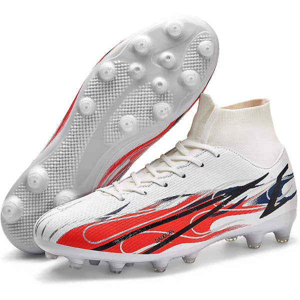Fotbollsskor Herr Fotbollsskor för fast mark Utomhus Inomhus Atletiska fotbollsskor Professionell Futsal Training Sneakers-svarta White 43