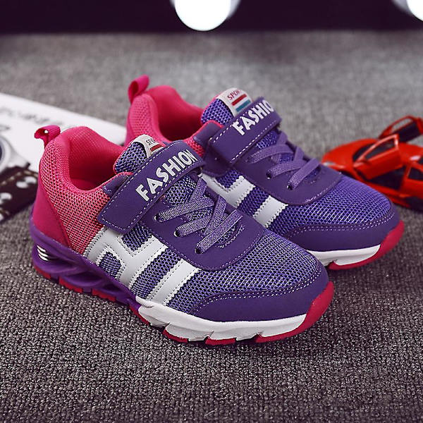 Barn Sneakers Pojkar Basketskor Halkfria Kid Sportskor 3B639 Purple 32