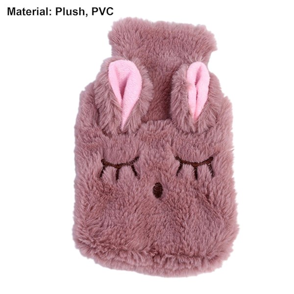 Varmvattenflaska Bred öppning Bekväm beröring Söt tecknad vinter Pvc vattenflaska med cover för varm kall terapi Grey