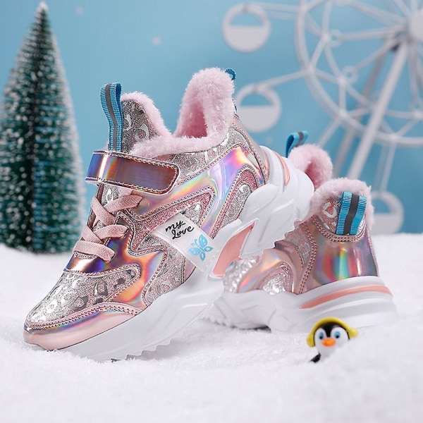 Snösneakers för barn Andas löparskor Mode tjejer Sportskor D2112 Pink 34