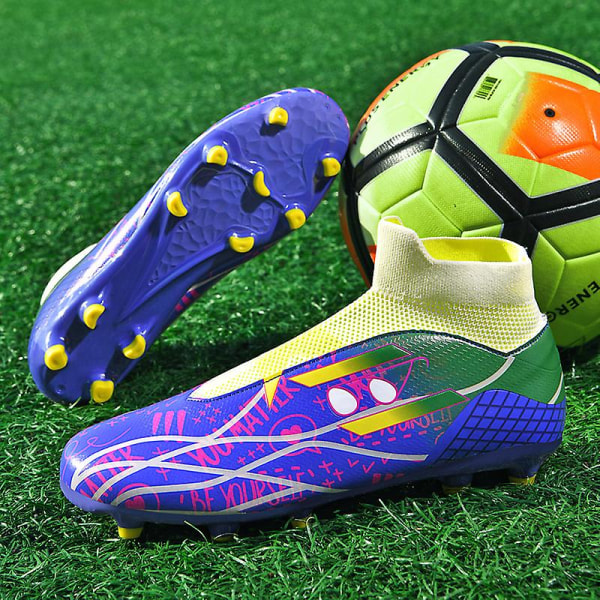 Fotbollsskor för män Fotbollsskor med hög ankel för vuxna Grästräning Sport Skor Sneakers 2Lkhu01 Purple 36
