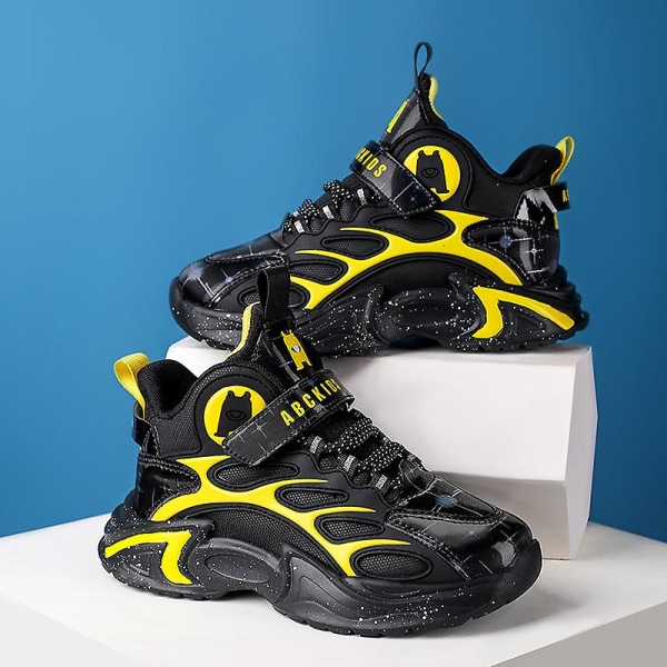 Basketskor för barn Mode Pojkar Flickor Sneakers Sportskor som andas 2L2300 BlackYellow 33