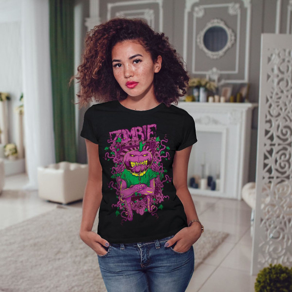 Vegetable Horror Zombie Women Blackt-shirt | Wellcoda S