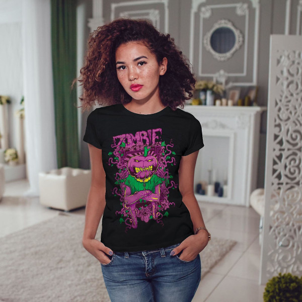 Vegetable Horror Zombie Women Blackt-shirt | Wellcoda XL