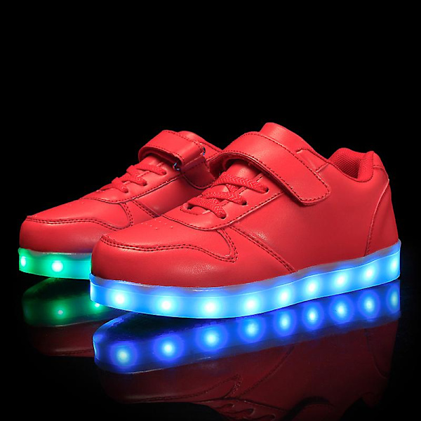 Barnskor Pojkar Led Light Up Skor Sports löparskor för barn 518 Red 34