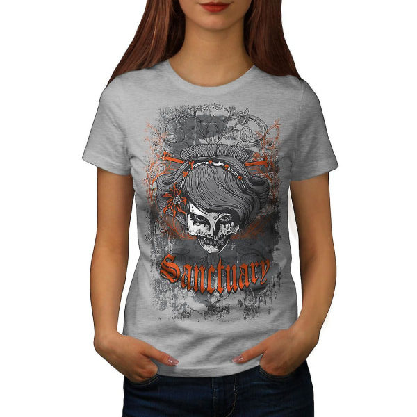 Orange Death Skull Women T-shirt XL