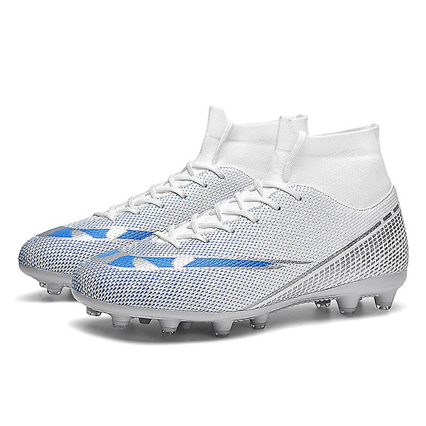 Fotbollsskor för män Halkfria fotbollsskor för herr, Gräs Fotbollssneakers 3AT2313 White 41