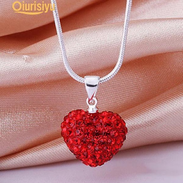Kvinnors strass kärlek hjärta hänge Choker kedja halsband smycken charm gåva