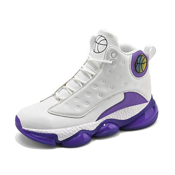 Basketskor för kvinnor Mode Halkfria sneakers Sportskor som andas 2J6979 WhitePurple 44