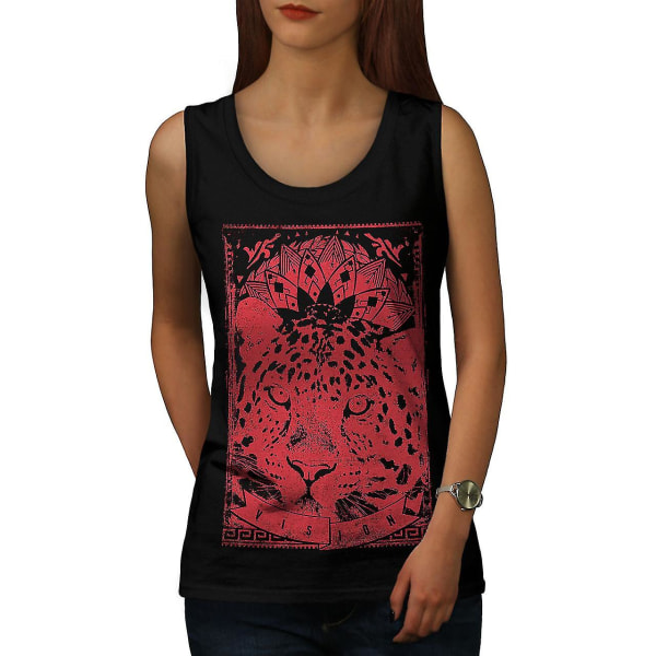 Leopard Vision Animal Women Blacktank Top | Wellcoda L