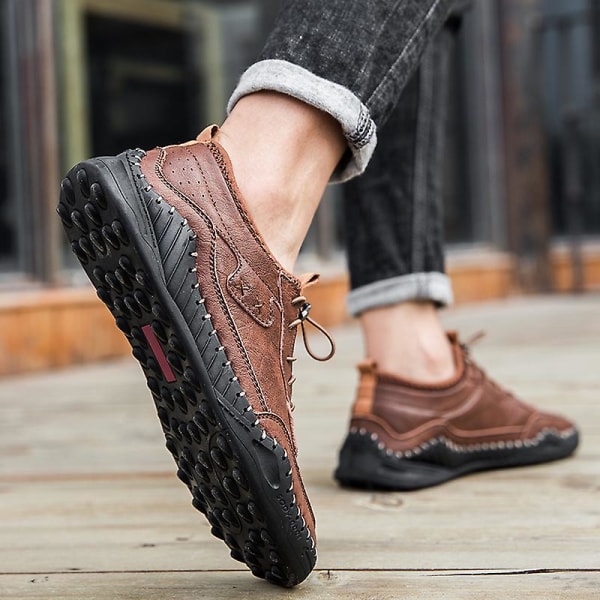 Herrskor Handsydda Casual Skor 1G5503 Brown 43