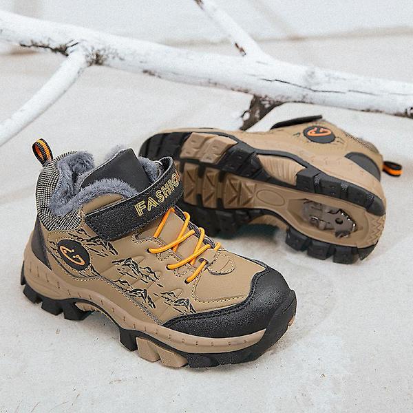 Pojkar Flick Sneakers Andas löparskor Barn Vinter Bomullsskor 833 LightBrown 34