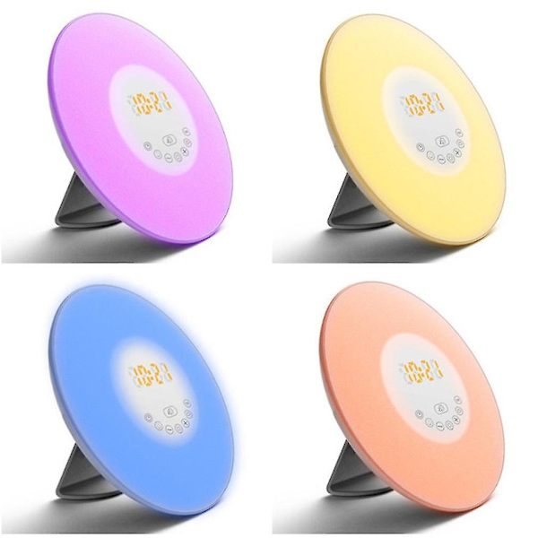 Unik färgglad sovrumsvakna Rgb Led Soluppgång Simulering Väckarklocka ljus
