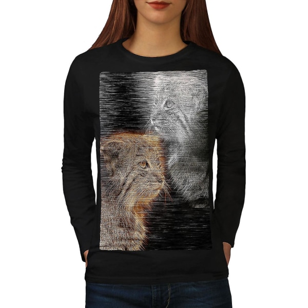 Big Cat Lynx Wild Women Blacklong Sleeve T-shirt L