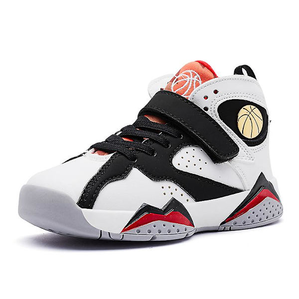 Barnbasketskor Mjuka halkfria Sneakers Löparskor F7126 BlackWhite 34