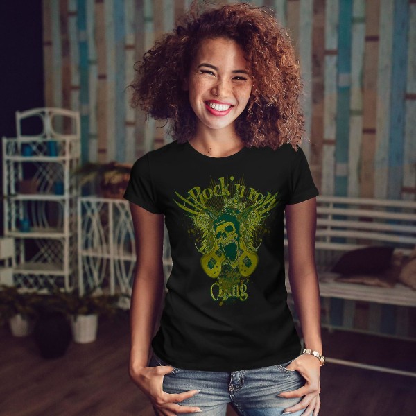 Rock N Roll Gang Musik Dam Blackt-shirt | Wellcoda M