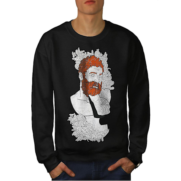 Skägg Greek Geek Mode Män Blacksweatshirt | Wellcoda XXL