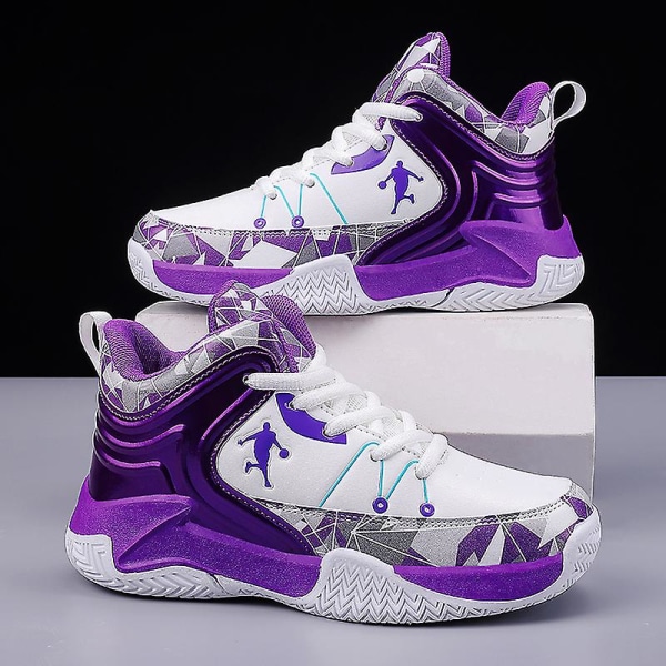 Barn basketskor Mode halkfria sneakers Andas sportskor 668 Purple 34