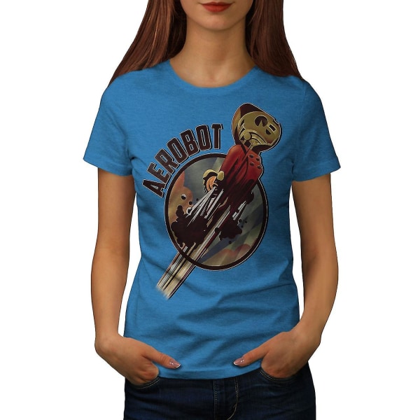 Robot Space Geek Royal Bluet-shirt för kvinnor 3XL