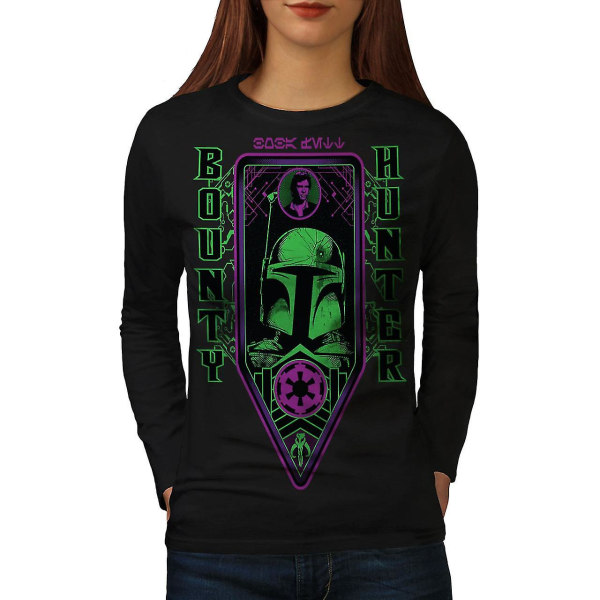 Bounty Hunter Space, svart långärmad t-shirt för kvinnor XL