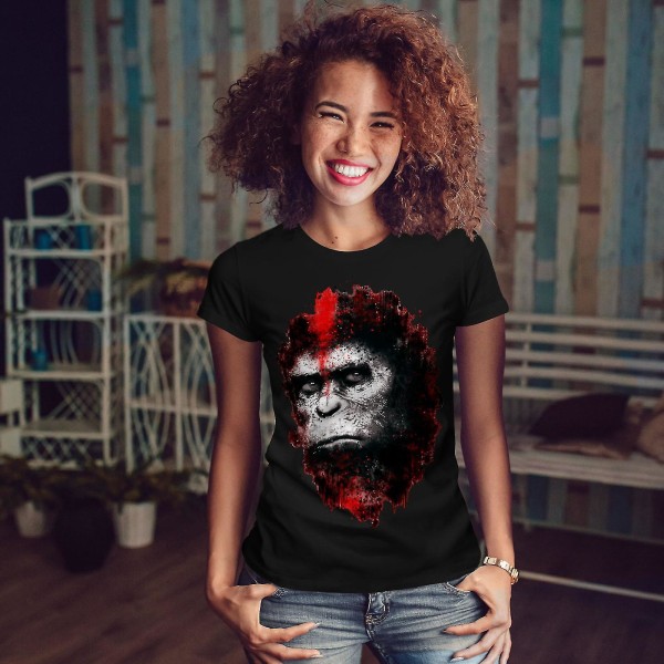 Monkey Face Beast Svart t-shirt för kvinnor M