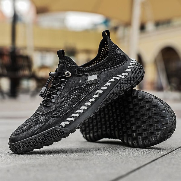 Sneakers för män Löpartennisskor Lättviktsventilerande Sport Athletic 3D20168 Black 44