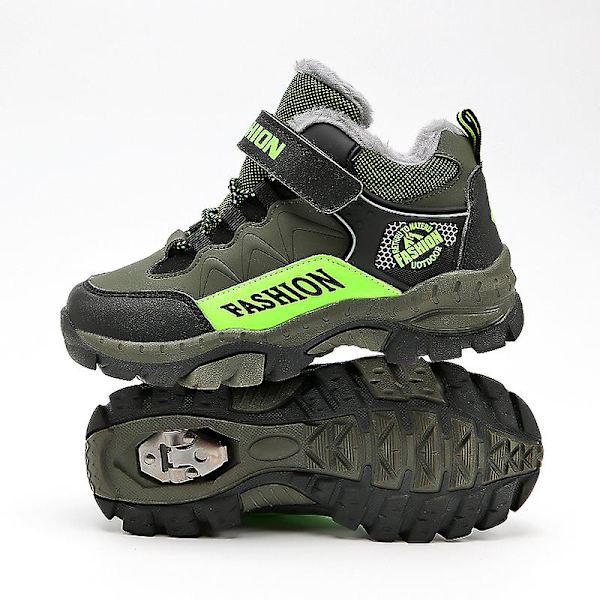 Barnsneakers Andas löparskor Mode Sportskor Vinter bomullsskor 878 Green 34