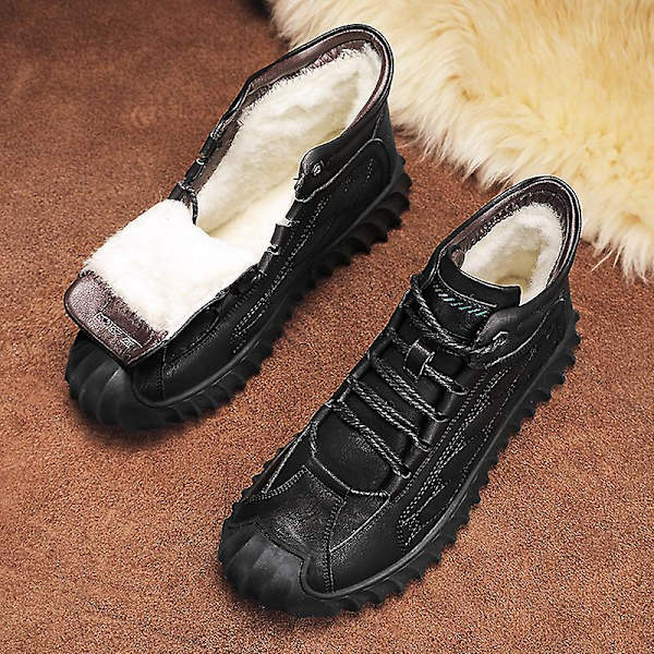 Herr vinter snösneakers Vattentåliga skor Anti-halk Casual lätta bomullsskor 2009 Black 44