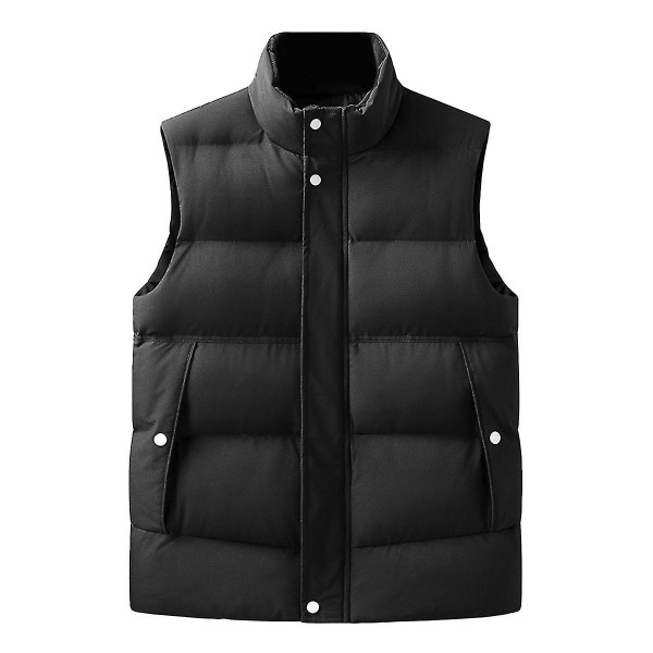 Män Stativ krage ärmlös jacka Vadderad pufferväst Black 3XL