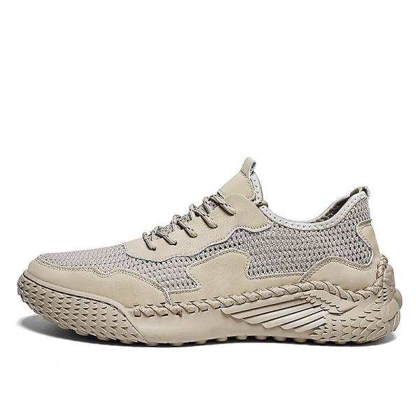 Promenadskor för män Andas Flying Woven Mesh joggingskor Halkfria sneakers 3C9903 Beige 41