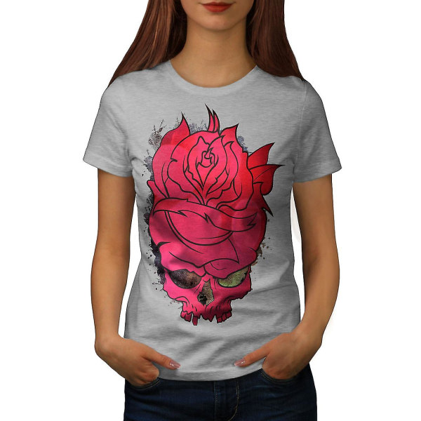 Rose Skull Metal Skull T-shirt för kvinnor M