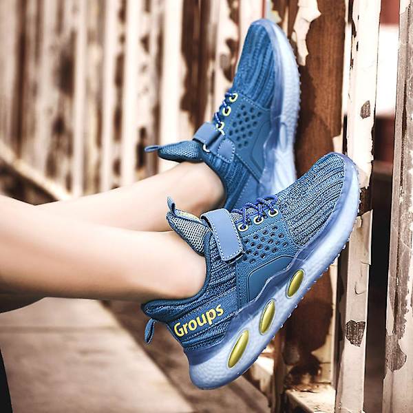 Barn Sneakers Andas löparskor Mode Pojkar Flickor Sportskor 2Ld101 Blue 34