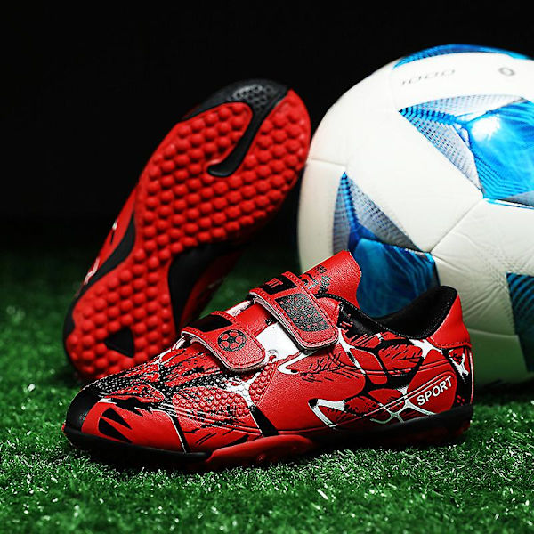 Fotbollsskor för barn Halkfria fotbollsskor Klossar Gräs Fotbollssneakers Yj166 Red 31
