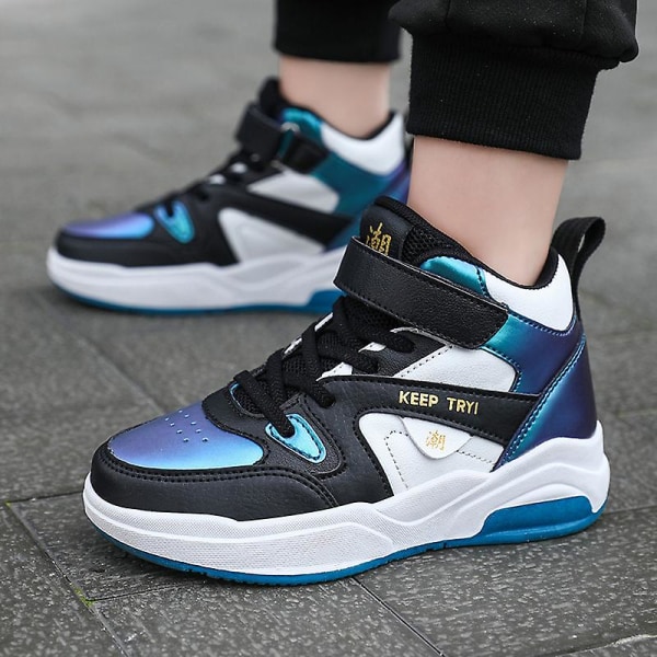 Barn Sneakers Andas Pojkar Flickor Skateboard Skor Löparskor M1688 BlackBlue 31