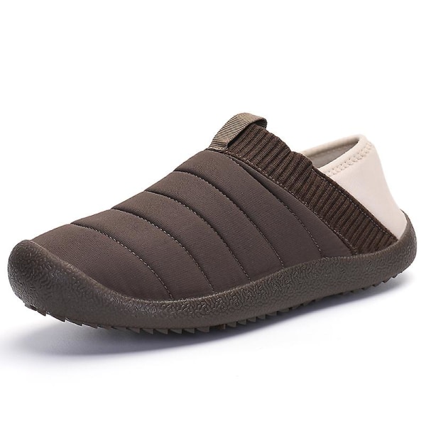 Herrtofflor Varma Vinterskor För Kvinnors Inomhushus Slip On Med Bomull Utomhus 2K6855 Brown 36