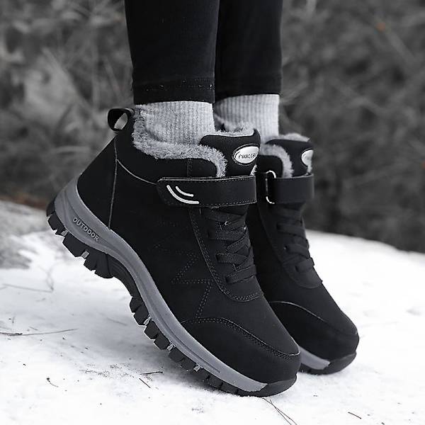 Snöskor för damer för män Vattentät Slip On Päls Fodrade Sneakers Vinter Varma Skor 2K2916 Black 44
