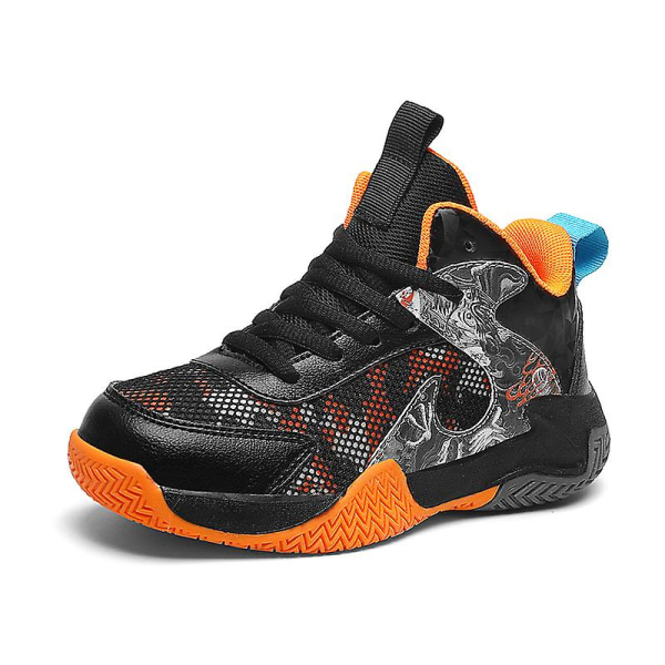 Barn Basketskor Mode Pojkar Flickor Sneakers Sportskor som andas 2L671Hl BlackOrange 33