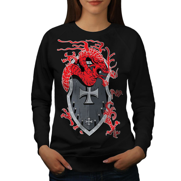 Dragon Shield Kvinnor Blacksweatshirt | Wellcoda L