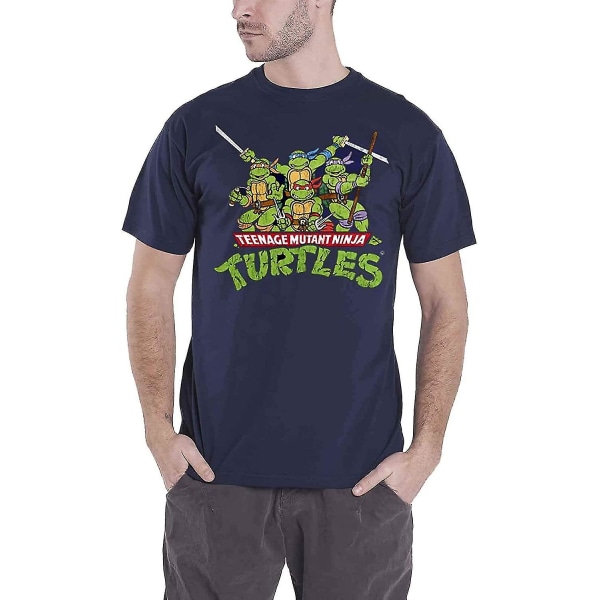 Teenage Mutant Ninja Turtles Officiellt Licensierad Merchandise Tmnt - Distressed Group T-shirt (marin) Large