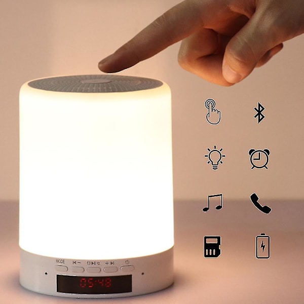 Bluetooth högtalarljus, LED-nattljus Smart sängbordsljus dämpande varmt ljus och 7 färger