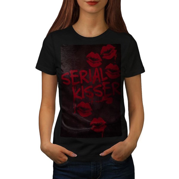 Kisser Cool Love Funy Women Blackt-shirt XXL
